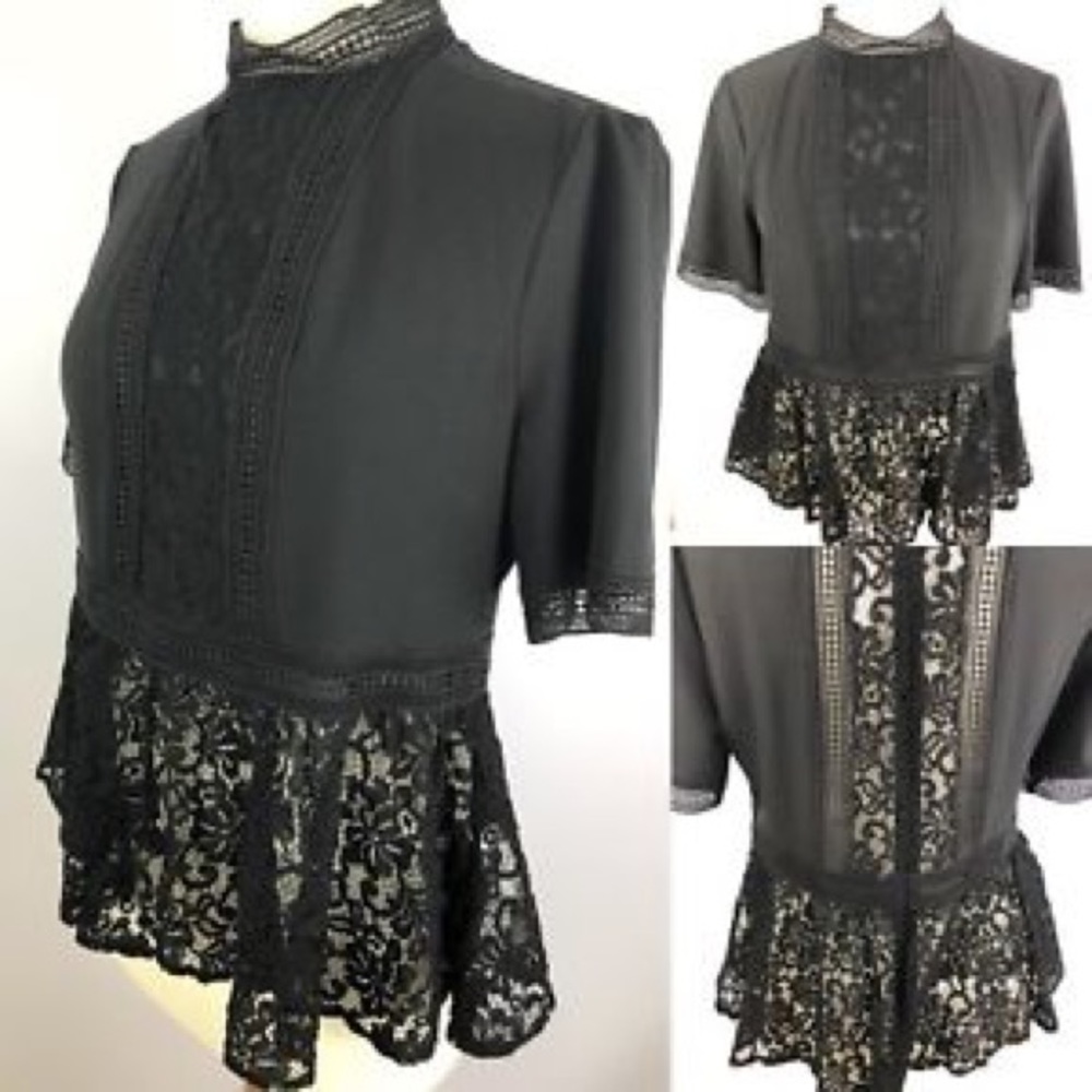 Zara embroidered lace blouse
